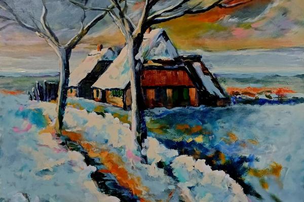 Boerderij in de sneeuw